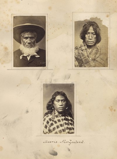 Maoris, Nieuw-Zeeland, c.1865 door New Zealander Photographer